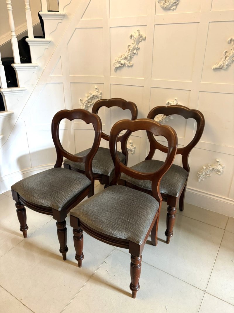 Antique Victorian Mahogany Balloon Back Dining Chairs – Set of Four - Image 2